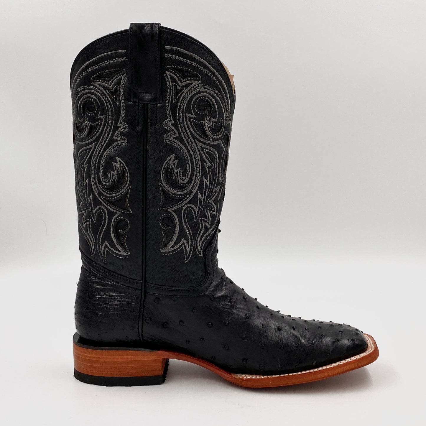 Ostrich Exotic Wide Squared Toe Boot