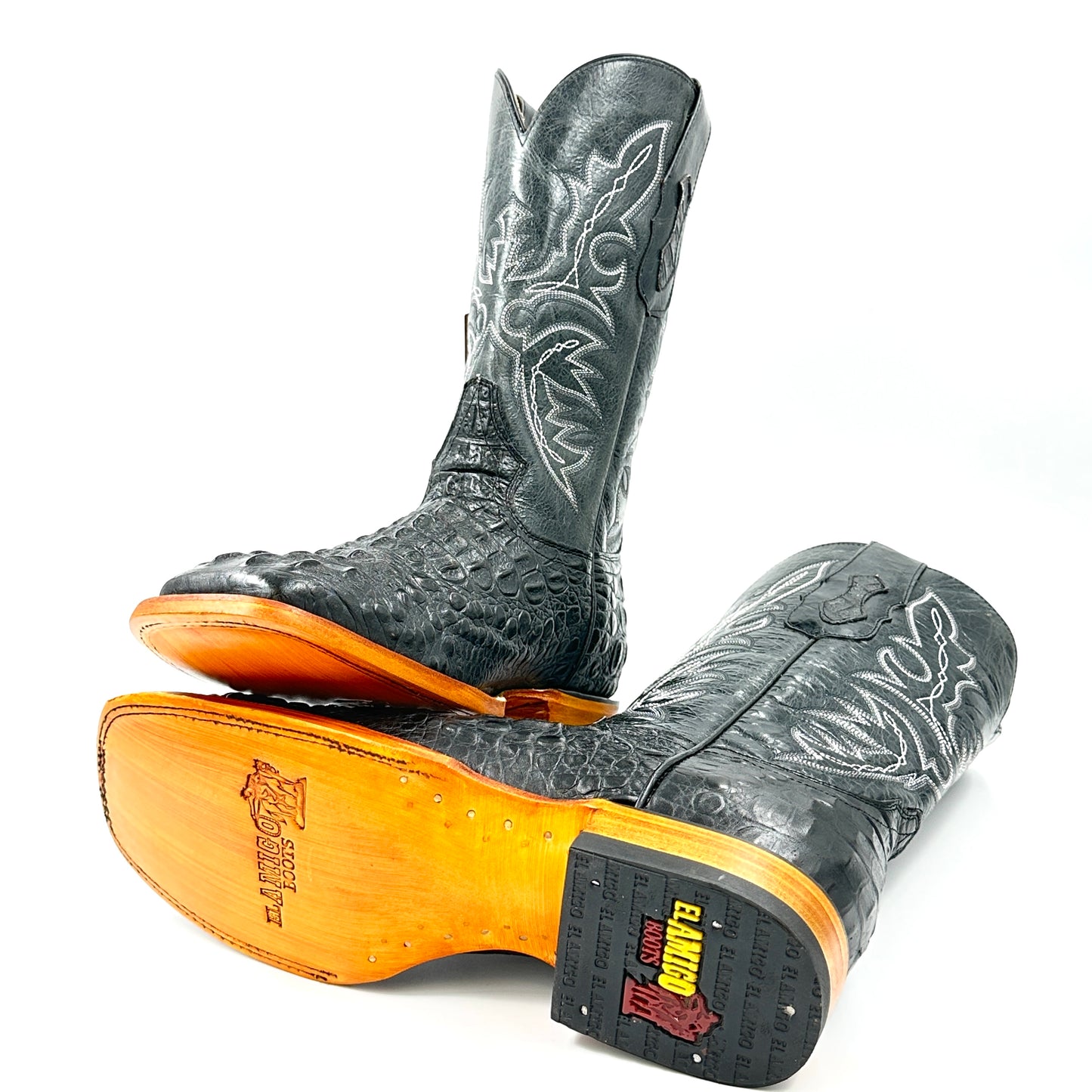 Imitation Croc. Hornback Wide Square Boot