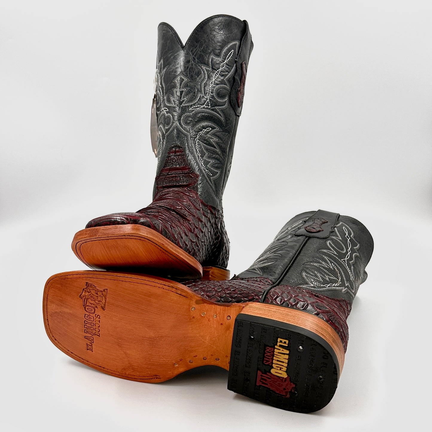Imitation Python Wide Square Boot