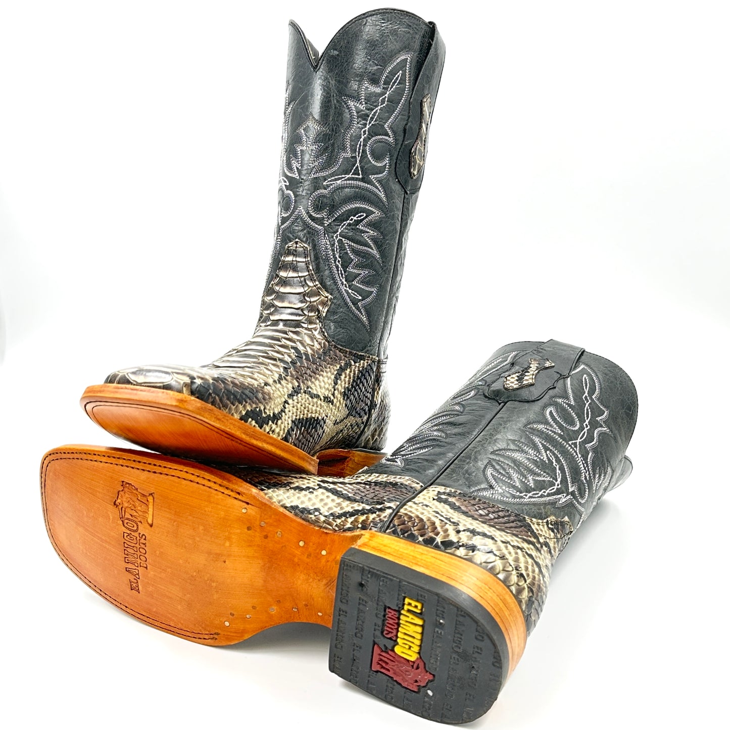 Imitation Python Wide Square Boot