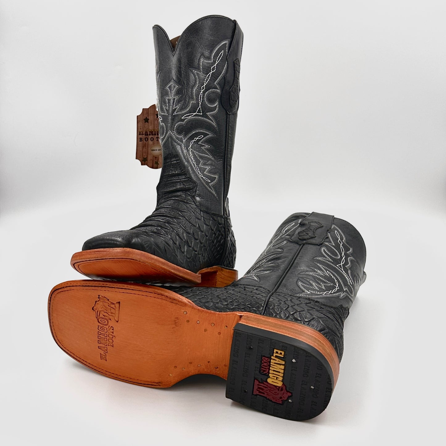 Imitation Python Wide Square Boot