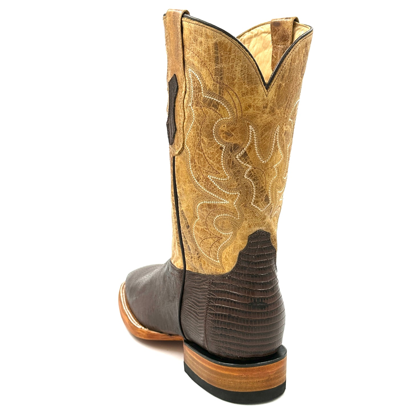 Imitation Lizard Brown Wide Square Boot