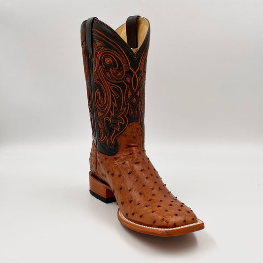 Ostrich Exotic Wide Squared Toe Boot