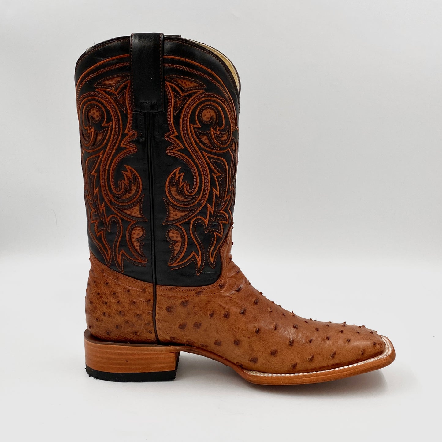 Ostrich Exotic Wide Squared Toe Boot