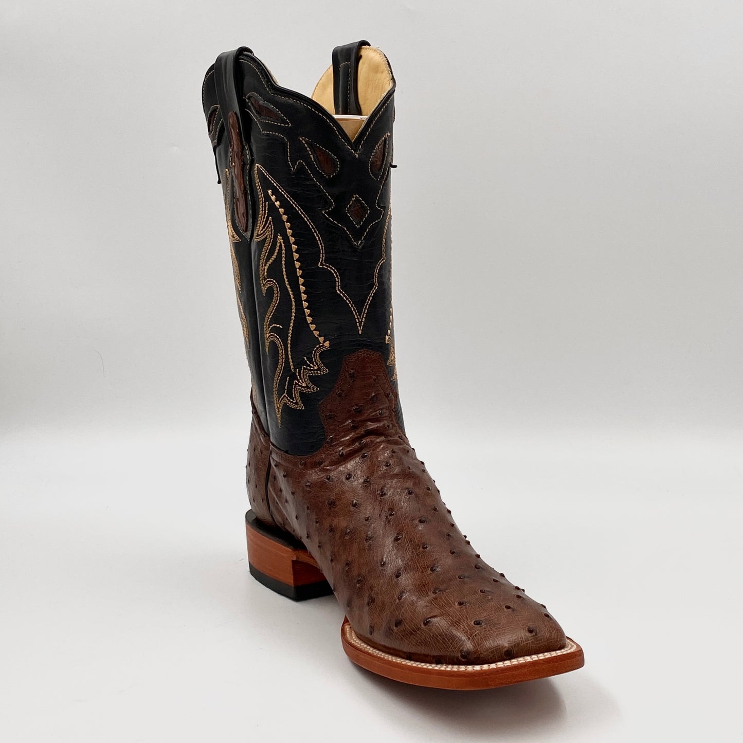 Ostrich Exotic Wide Squared Toe Boot