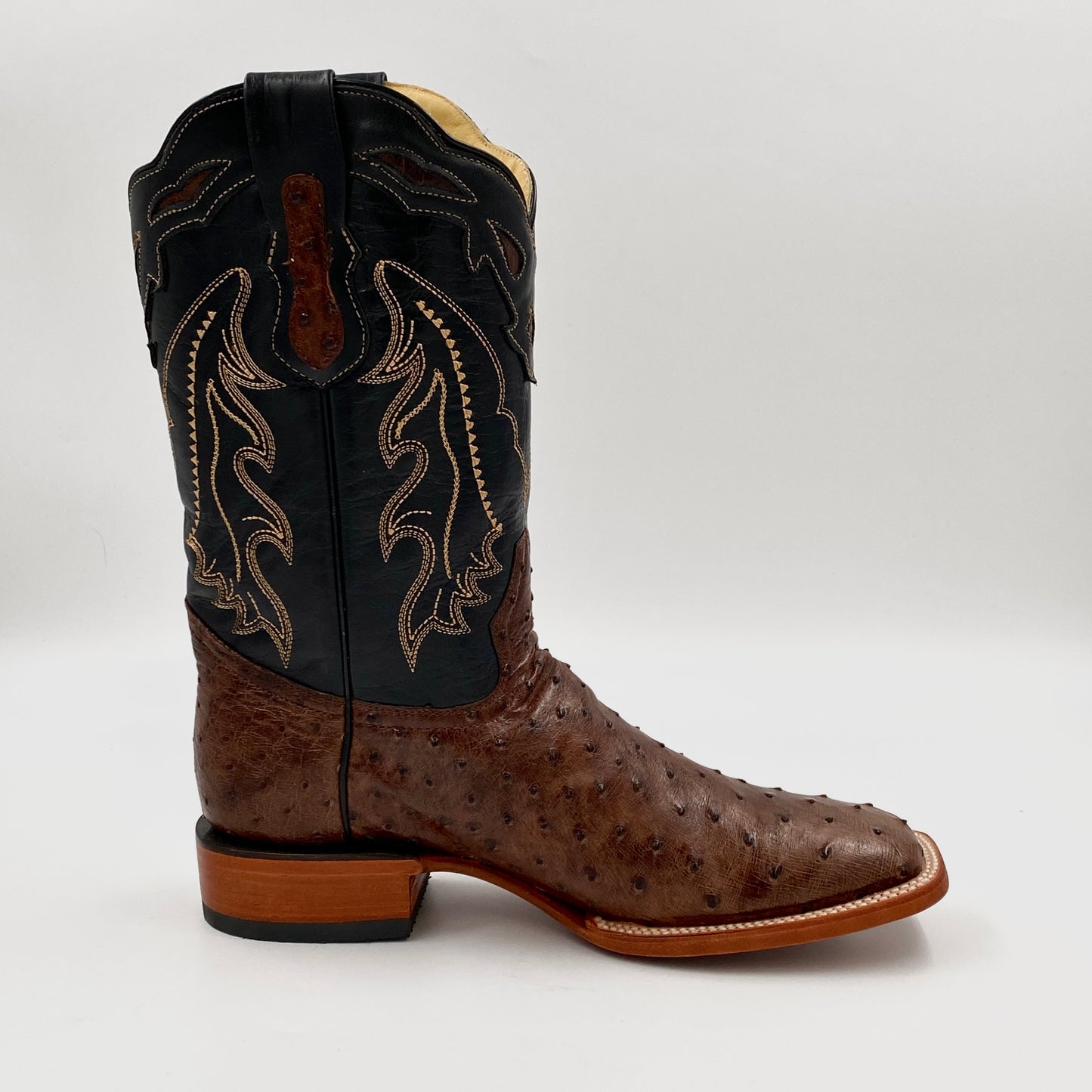 Ostrich Exotic Wide Squared Toe Boot