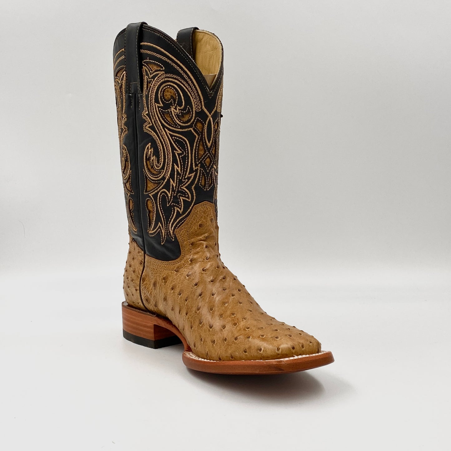 Ostrich Exotic Wide Squared Toe Boot