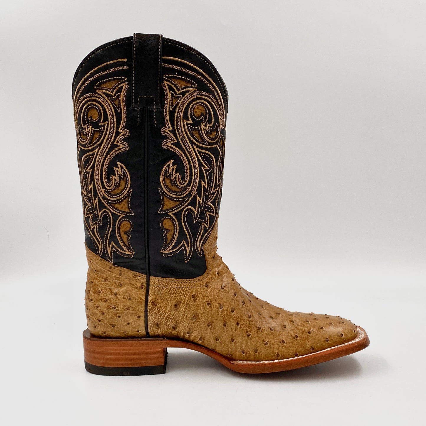 Ostrich Exotic Wide Squared Toe Boot
