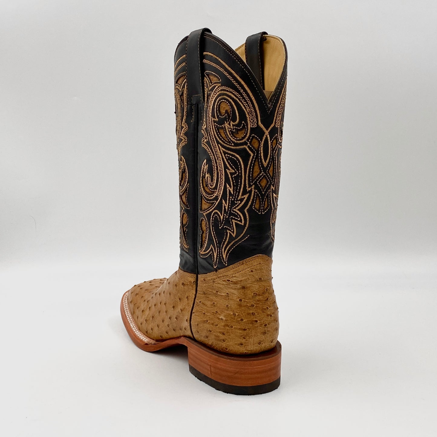 Ostrich Exotic Wide Squared Toe Boot