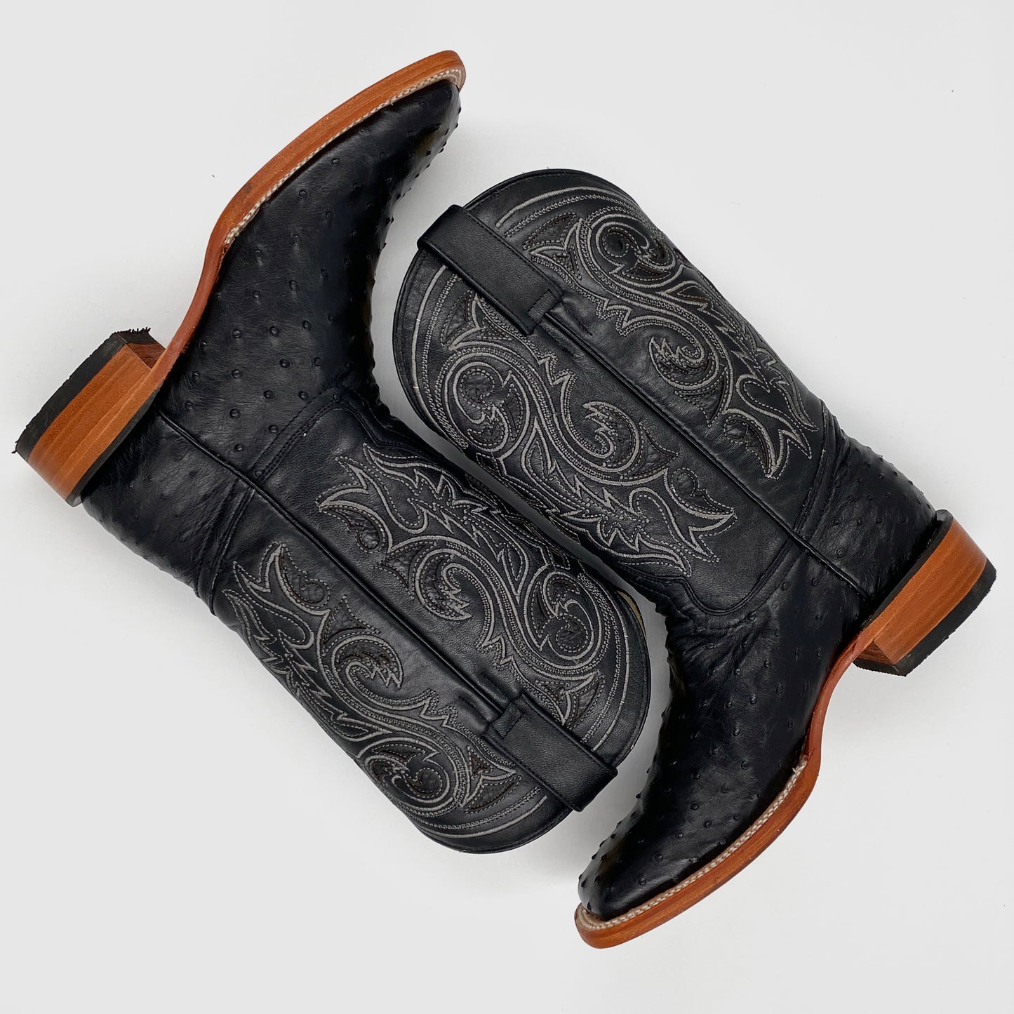 Ostrich Exotic Wide Squared Toe Boot