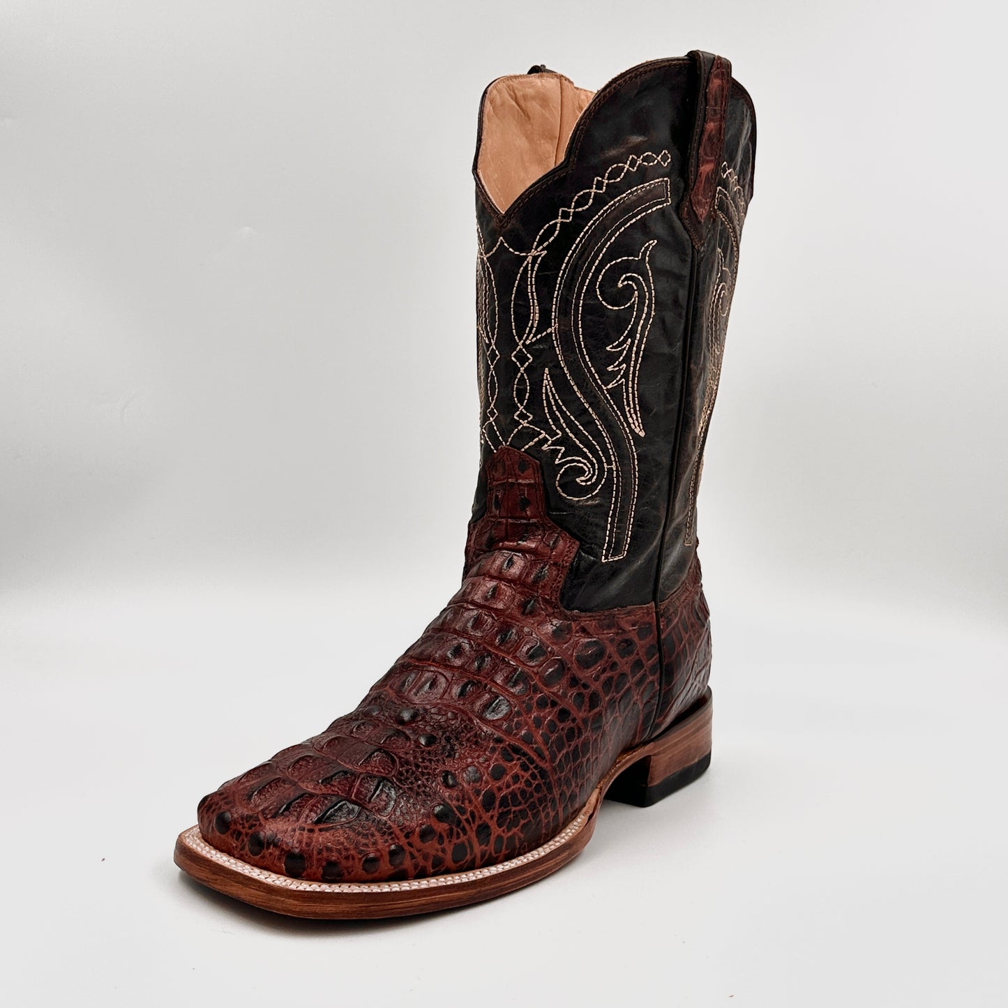 Imitation Croc. Hornback Wide Square Boot