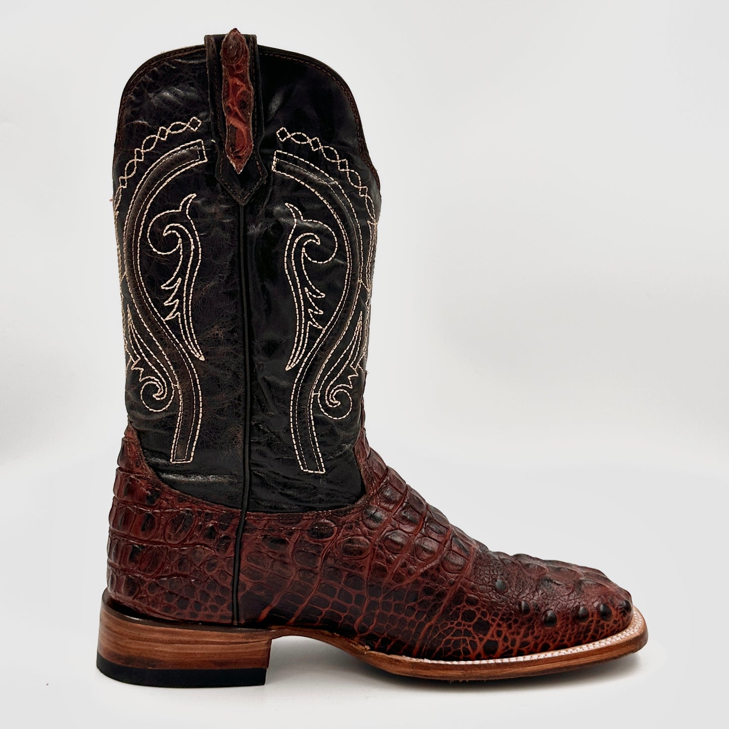 Imitation Croc. Hornback Wide Square Boot