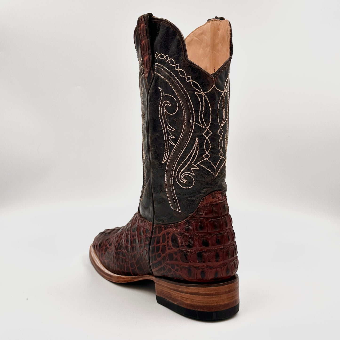 Imitation Croc. Hornback Wide Square Boot