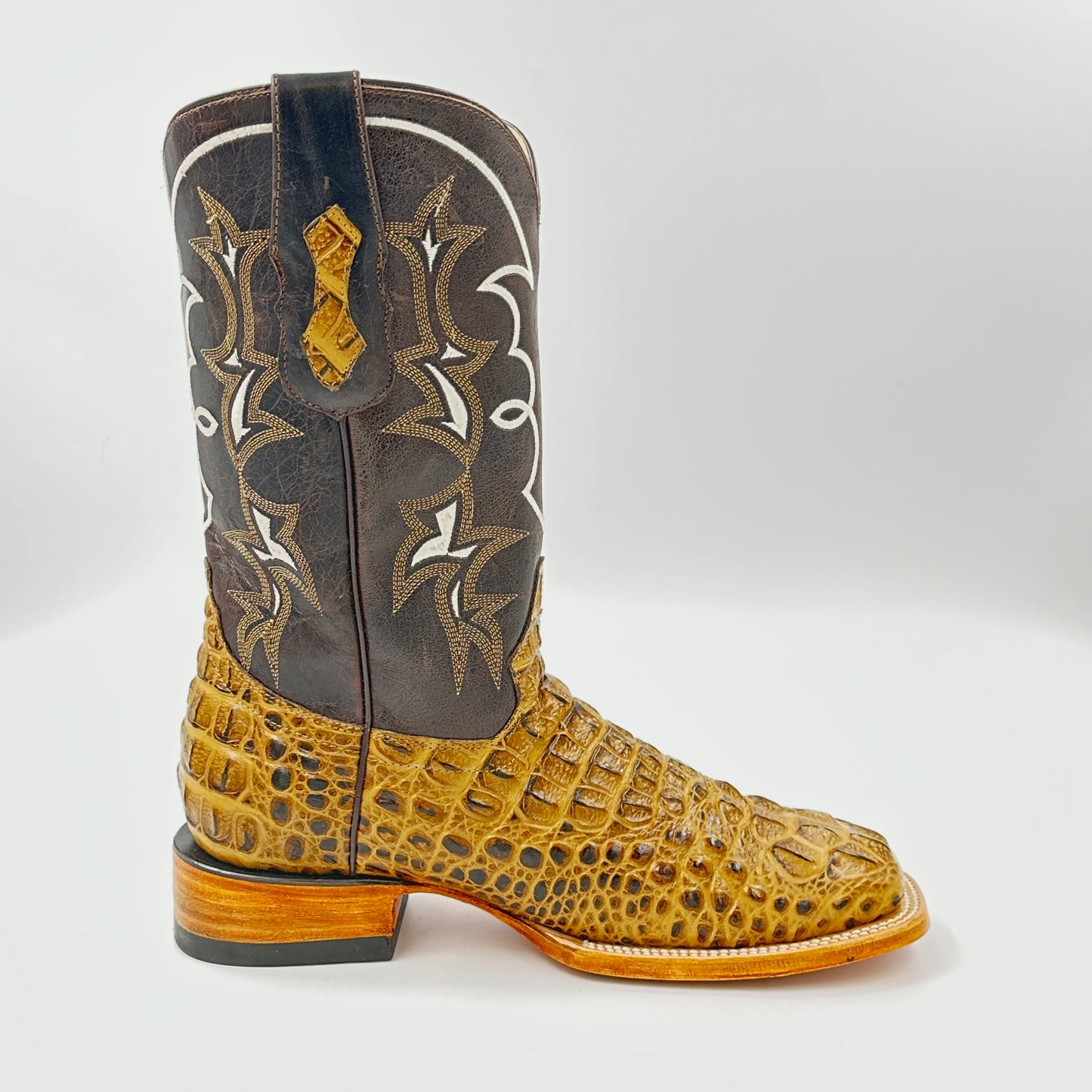 Imitation Croc. Hornback Wide Square Boot