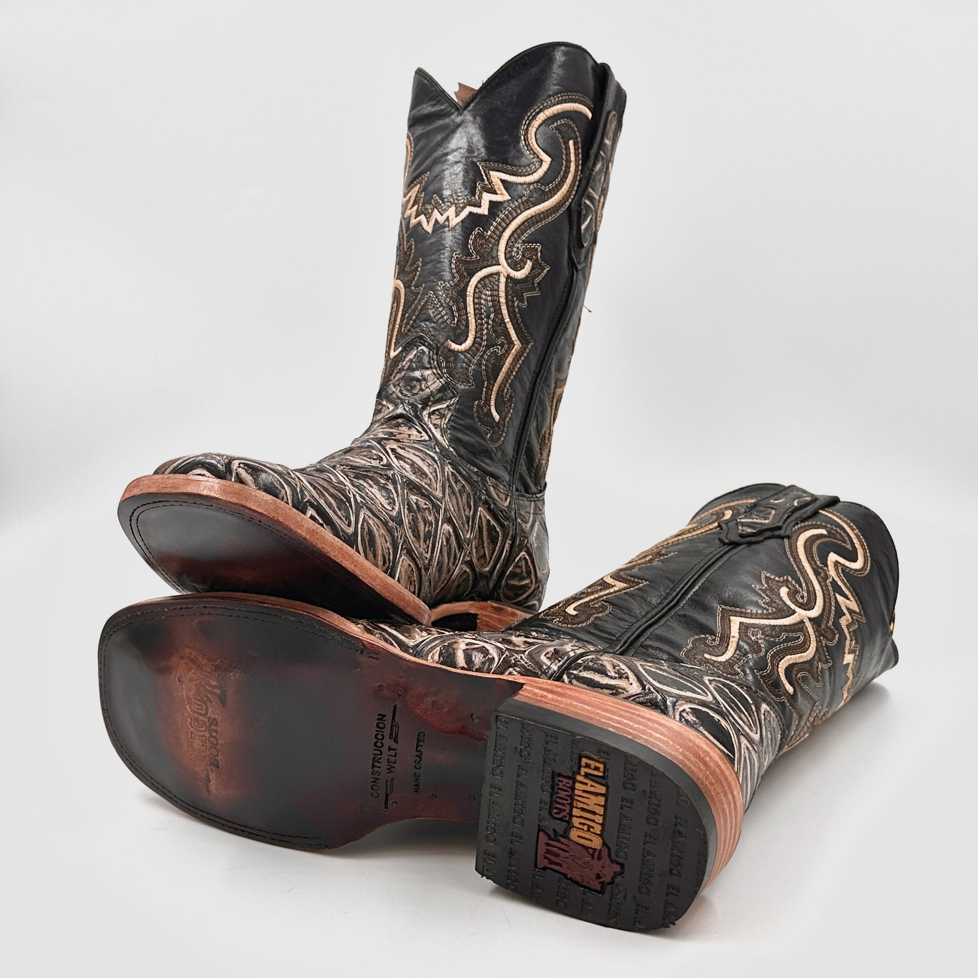 El Amigo Boot Imitation Python Wide Square Toe – El Amigo Western Wear