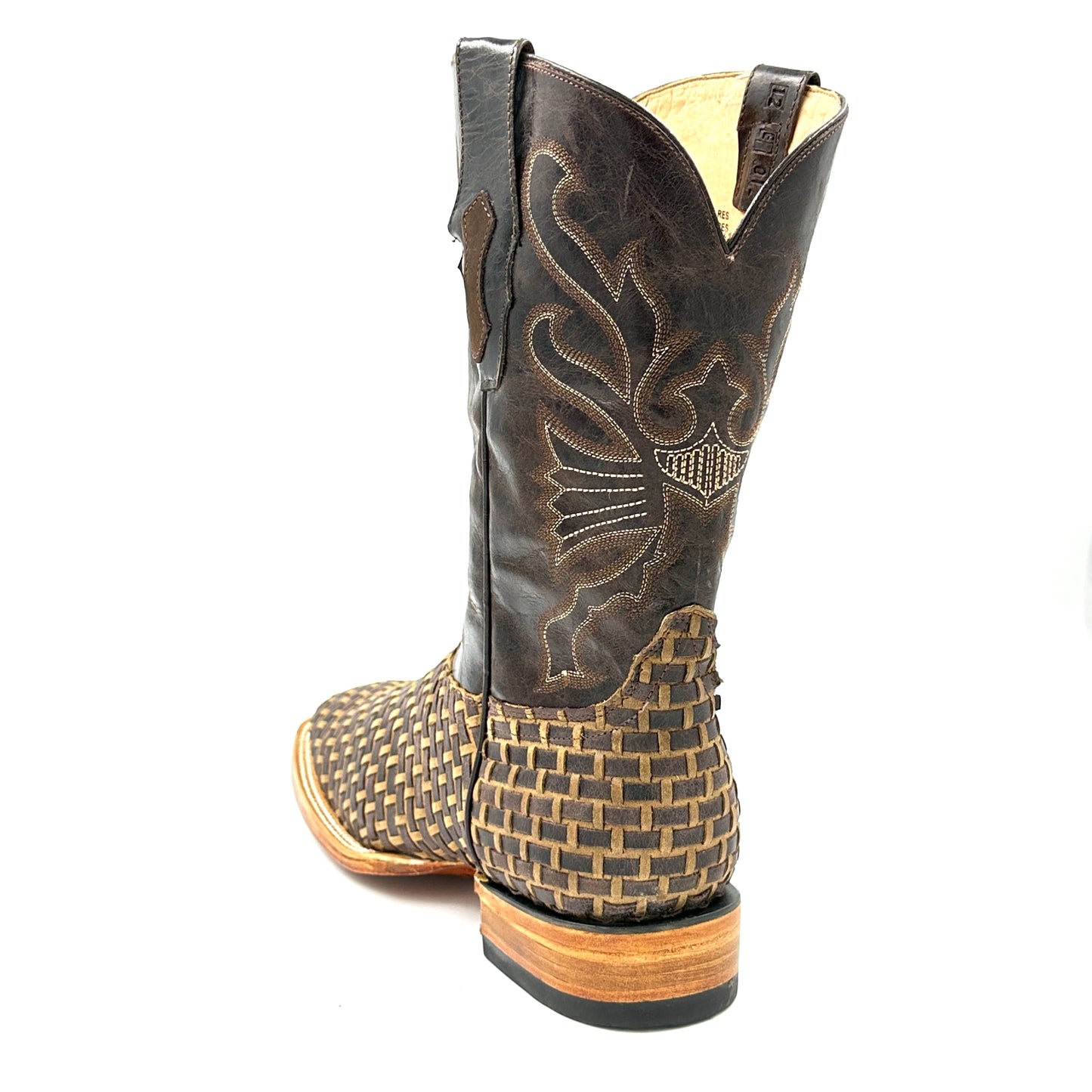 Bota Cuadrada Ancha Tejida Petatillo